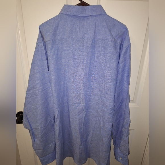 A Johnny Bigg linen blend long sleeve button-down shirt in a men's size 8XL. - Picture 3 of 9
